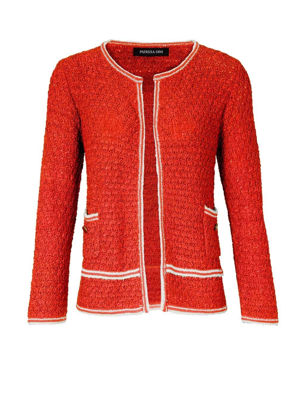 PATRIZIA DINI by Damen Designer-Cardigan, heine Patrizia Cardigan Dini rot-weiß