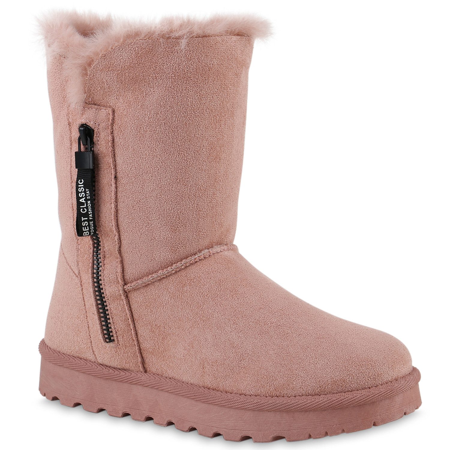 VAN HILL 839666 Winterstiefelette Damen Warm Gefütterte Winter Boots Stiefeletten Kunstfell