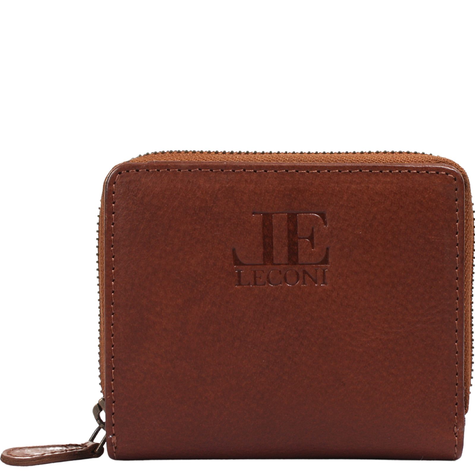 LECONI Geldbörse kompakte Brieftasche für Damen & Herren Portemonnaie RFID Leder LE9031, Viele Kartenfächer & Münzfach & Reißverschluss - 11,5x 9,5x 3cm