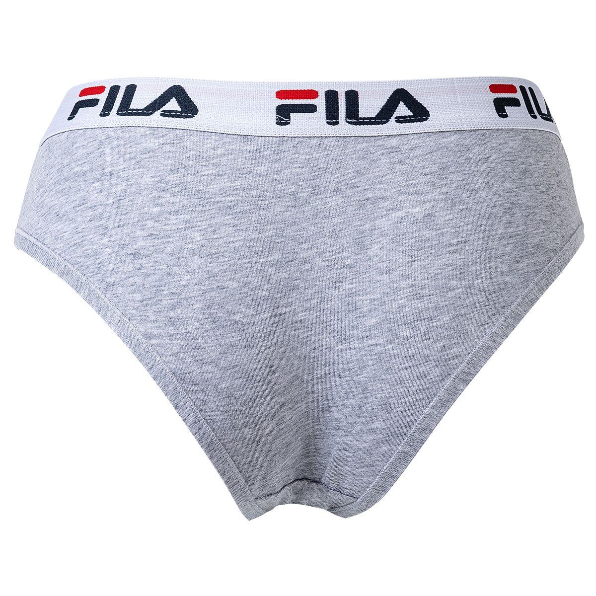 Fila Slip Damen Slip - Pack 4er Briefs, Logo-Bund, Schwarz/Grau/Marine Cotton