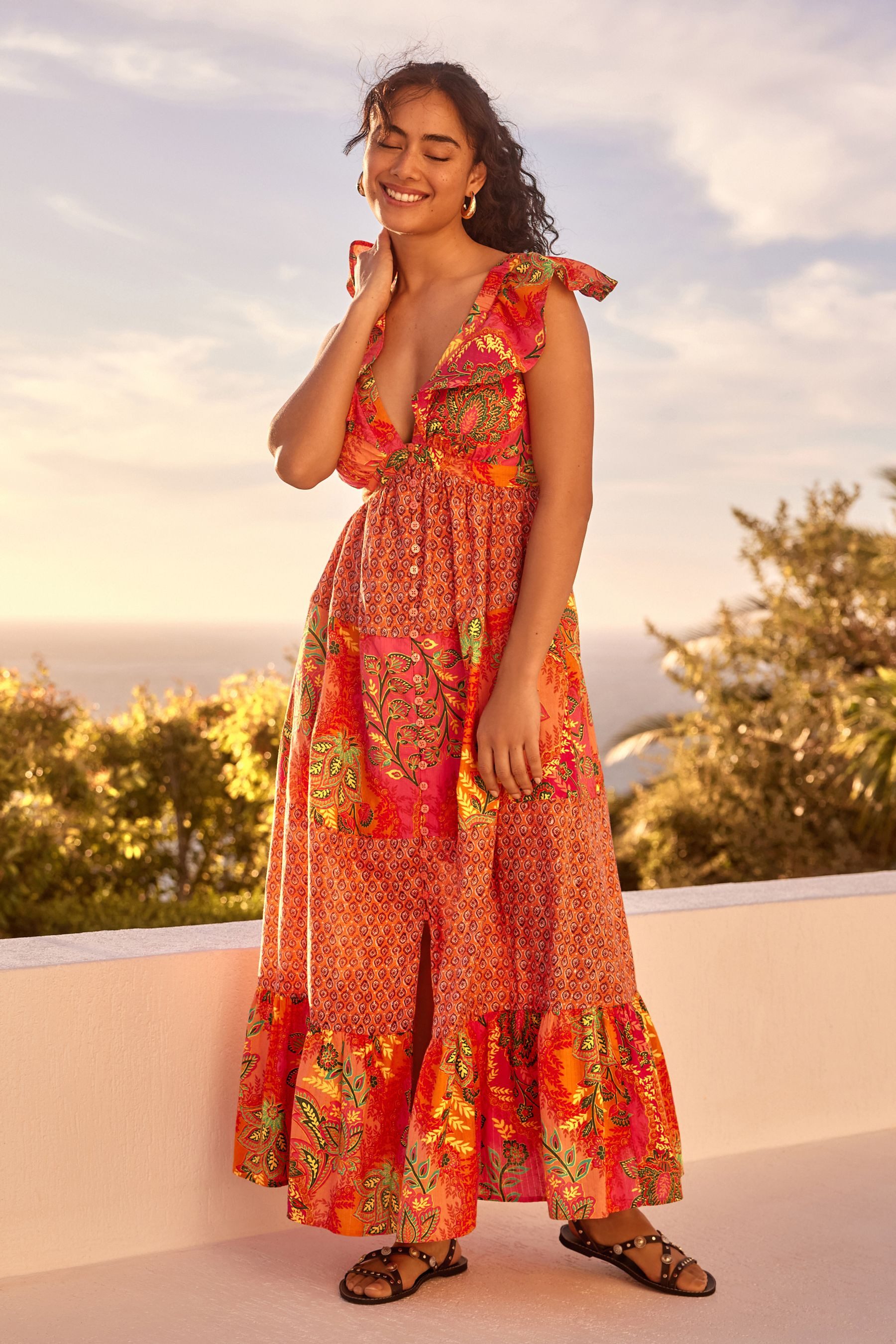 Sommerkleid Sommerkleid mit Rüschenärmeln