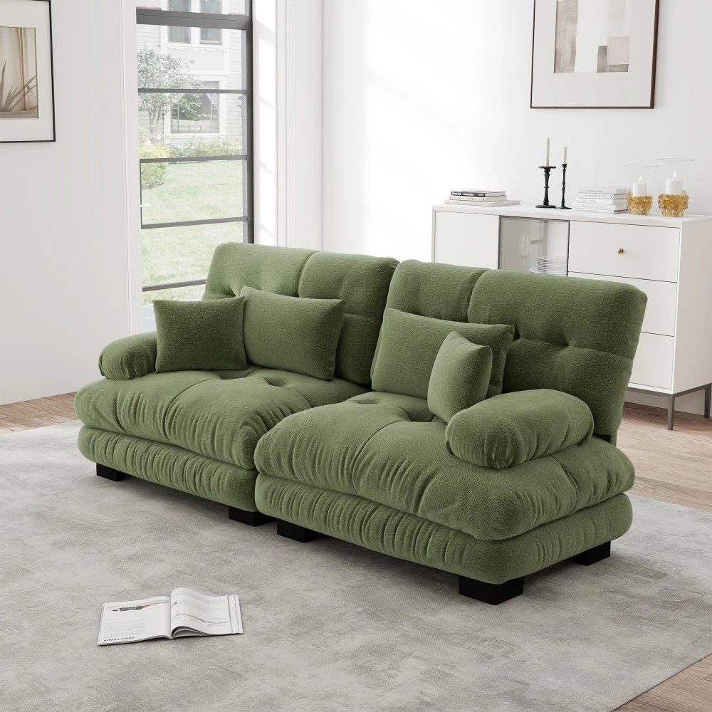 MIBODE Ecksofa Luxuriöses Modulares Ecksofa Übergroßes L-förmiges Cloud Couch, Sofa, Cloud-Design, weicher Chenille-Bezug, Massivholzrahmen