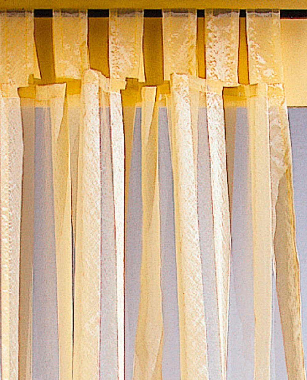 Gardine, Vorhang gelb transparent, St), Schlaufen Weckbrodt, Organza, (1 halbtransparent, Schlaufenschal, Lara, Organza halbtransparent,
