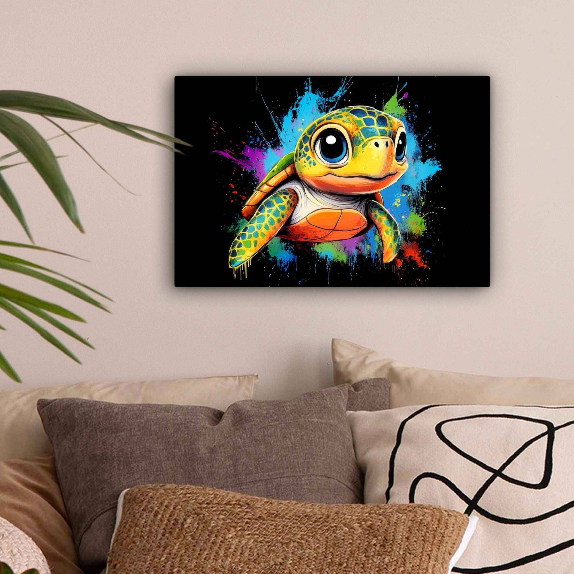 OneMillionCanvasses® Leinwandbild Graffiti - Tiere - Schildkröte - Farbenfr günstig online kaufen