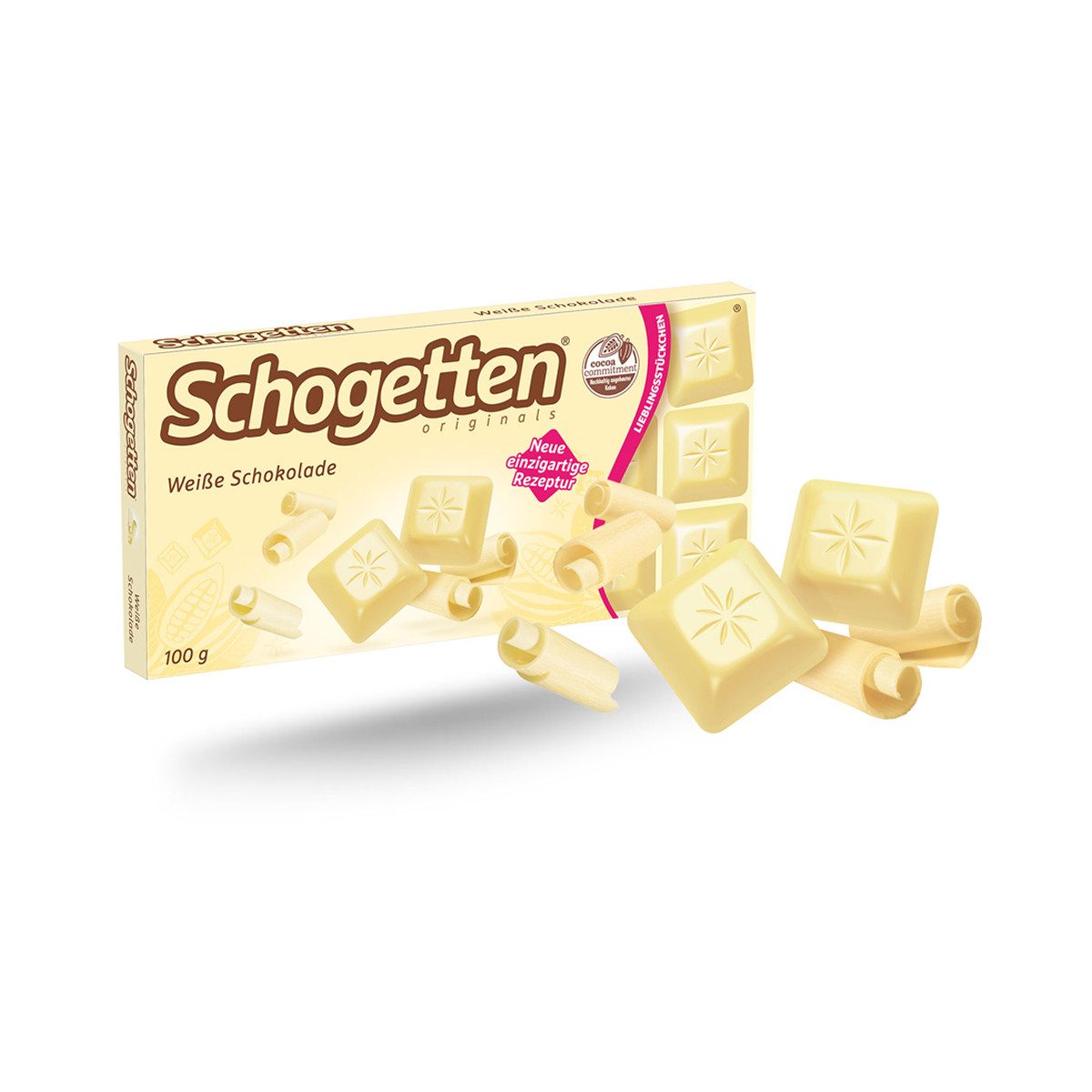 Schogetten Schokolade, Schogetten Weiße Schokolade Stück für Stück zarte Schokolade 100g