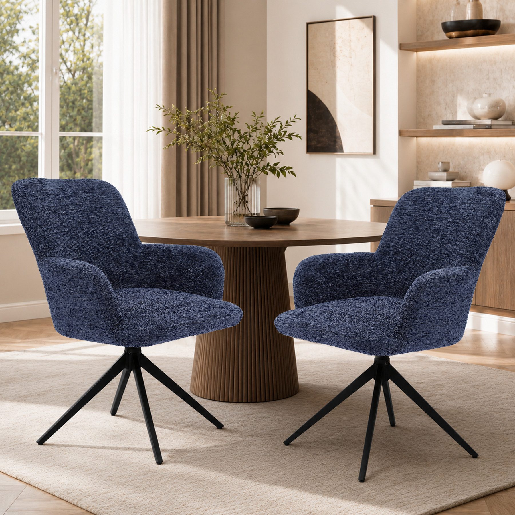 HomeMiYN Esszimmersessel Moderne drehbarer 2/4/6er-Set Sessel bis 120 kg für Wohnzimmer (2-St), Polsterstuhl mit Chromgestell 360° drehbar Restaurantstuhl