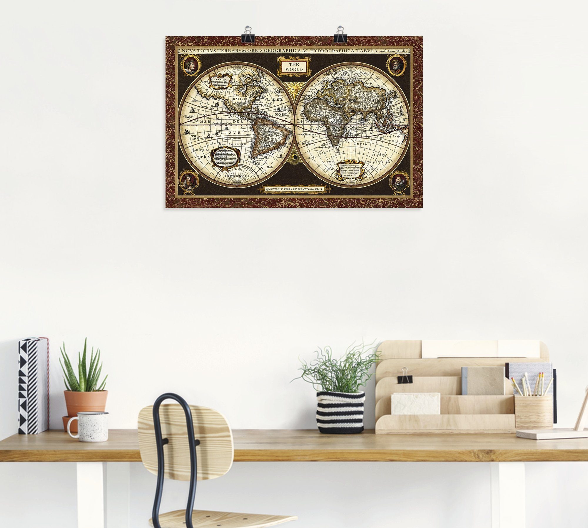 Artland Wandbild oder Größen Wandaufkleber St), Weltkarte, Alubild, (1 Poster als Landkarten in versch. Leinwandbild