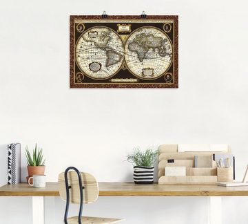 Artland Wandbild Weltkarte, Landkarten (1 St), als Alubild, Outdoorbild, Leinwandbild, Poster, Wandaufkleber