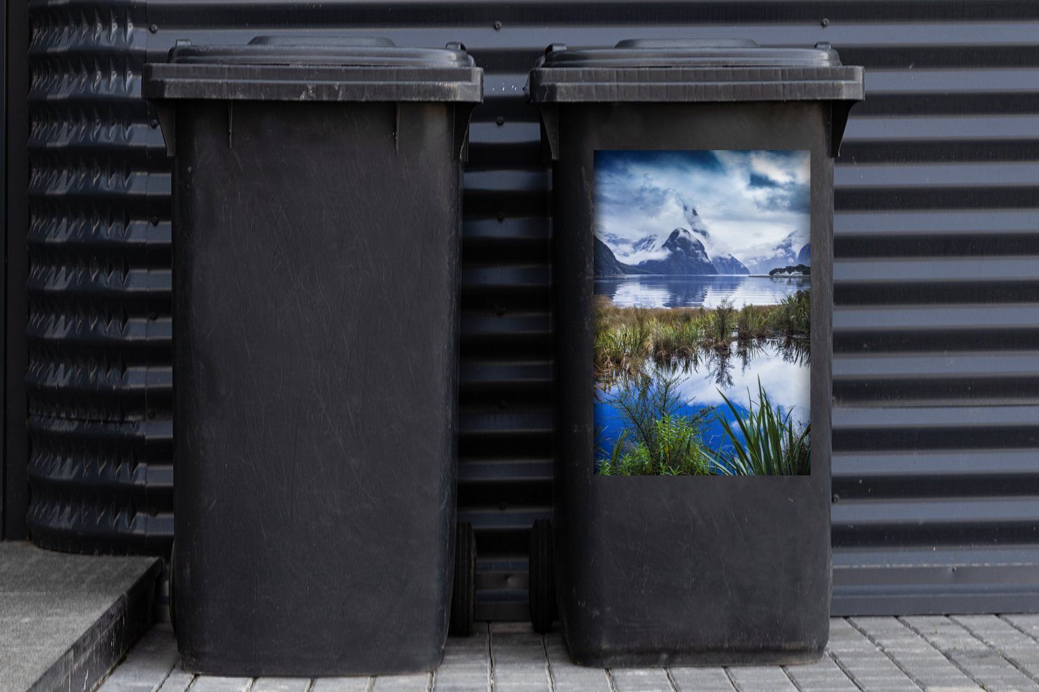 Mülleimer-aufkleber, Wandsticker Abfalbehälter St), Wasser MuchoWow Mülltonne, Sticker, Berge Neuseeland Container, (1 - -