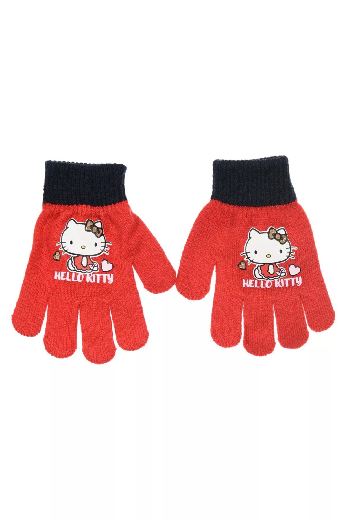 Hello Kitty Fleecehandschuhe Hello Kitty Golden Bow Red Kinderhandschuhe
