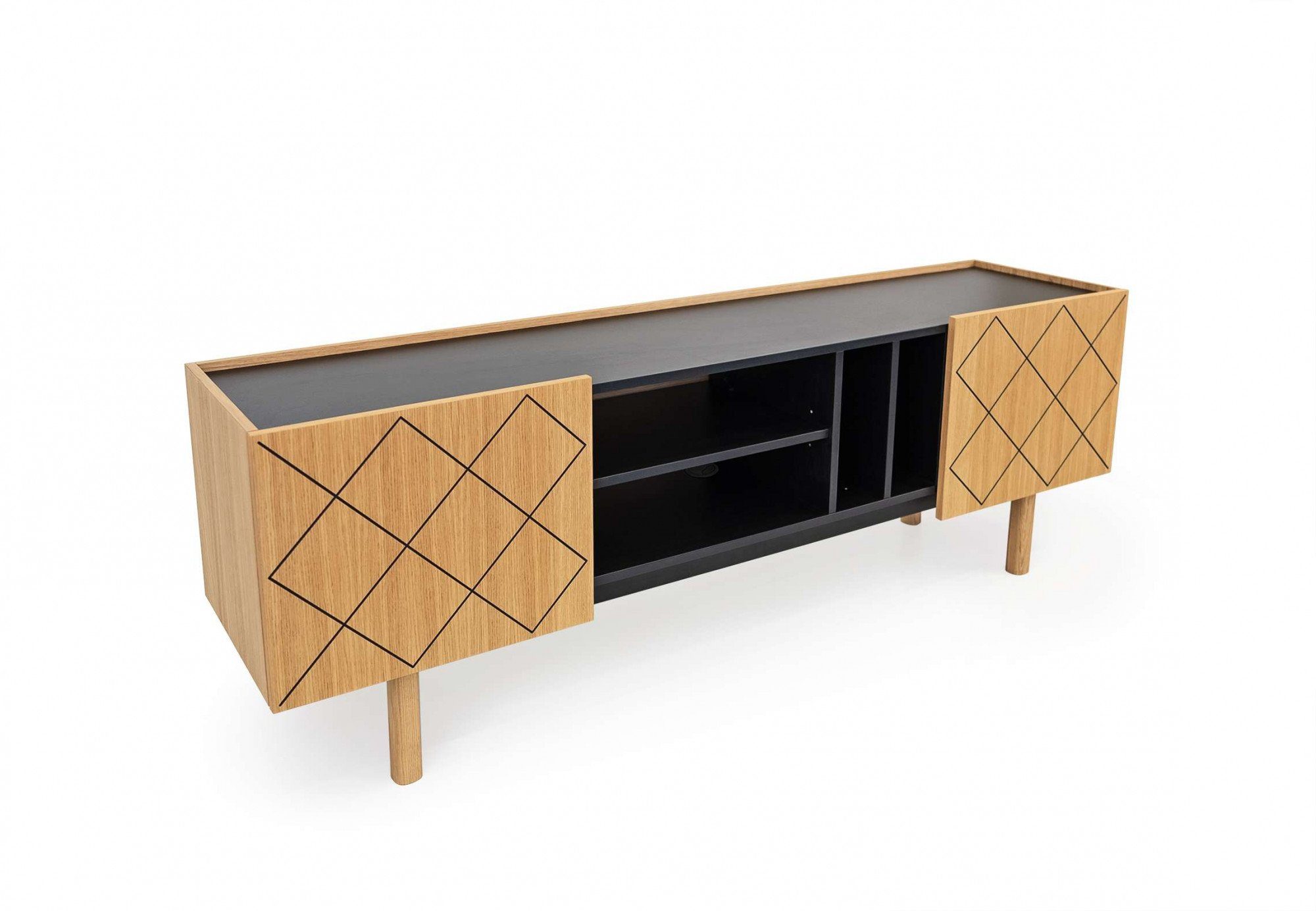 Woodman Sideboard Porto, Kommode, dekorative Fräsungen, mit Eichenholzfurnier, Breite 175 cm
