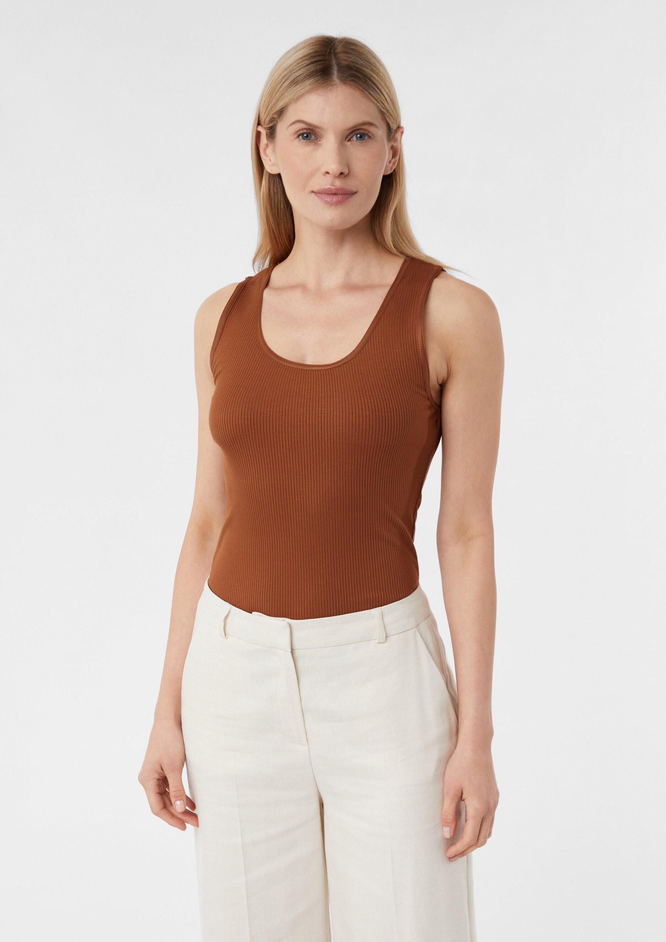 comma Muskelshirt T-Shirt Top im Slim Fit aus Rippware günstig online kaufen