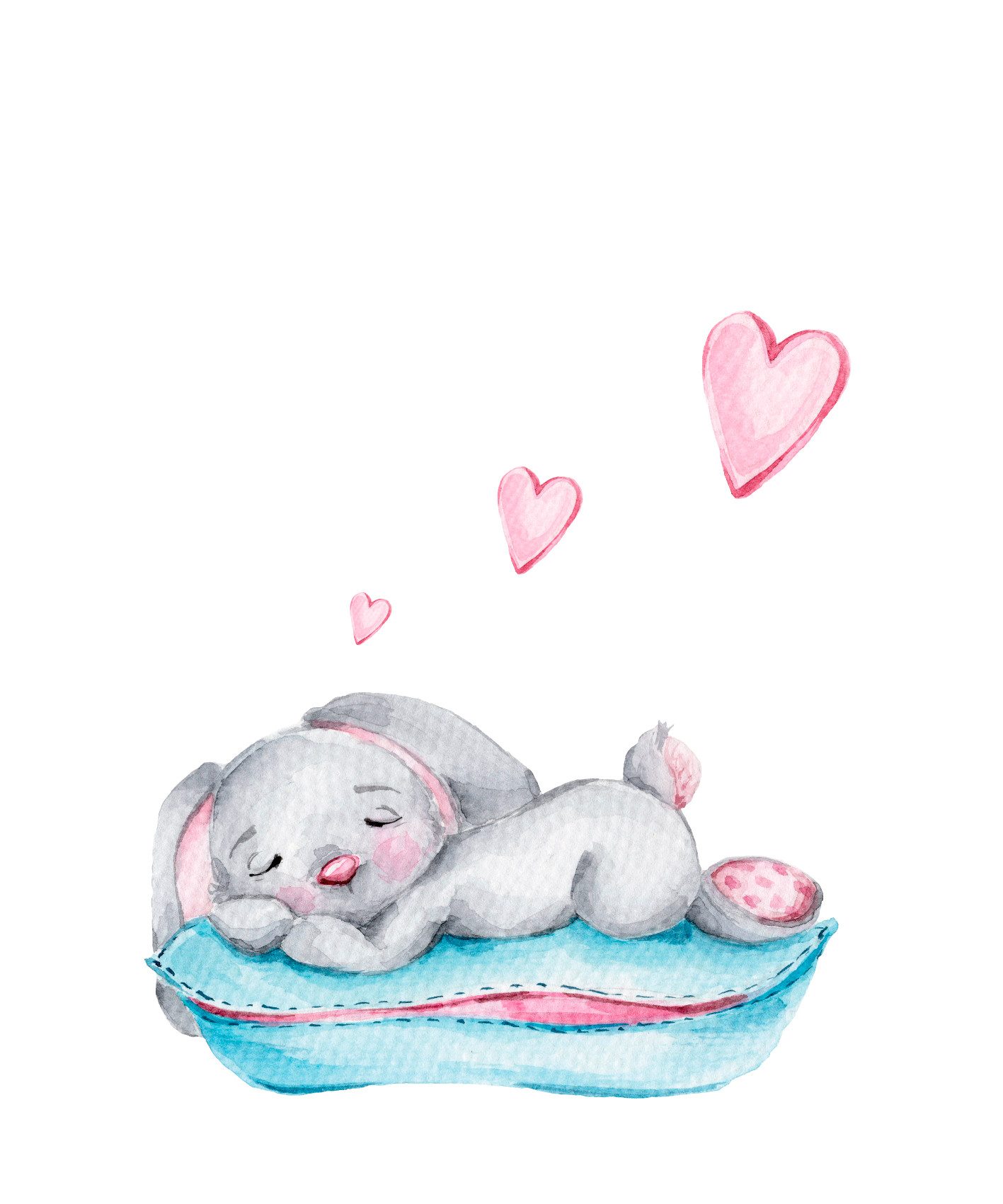 Lüttenhütt Bild mit Rahmen oder Poster, Schlafender Hase mit Herzen, Fantasy, Hase, Hasen, Herz, Herzen, Tiere (1 St), HD Premium Druck