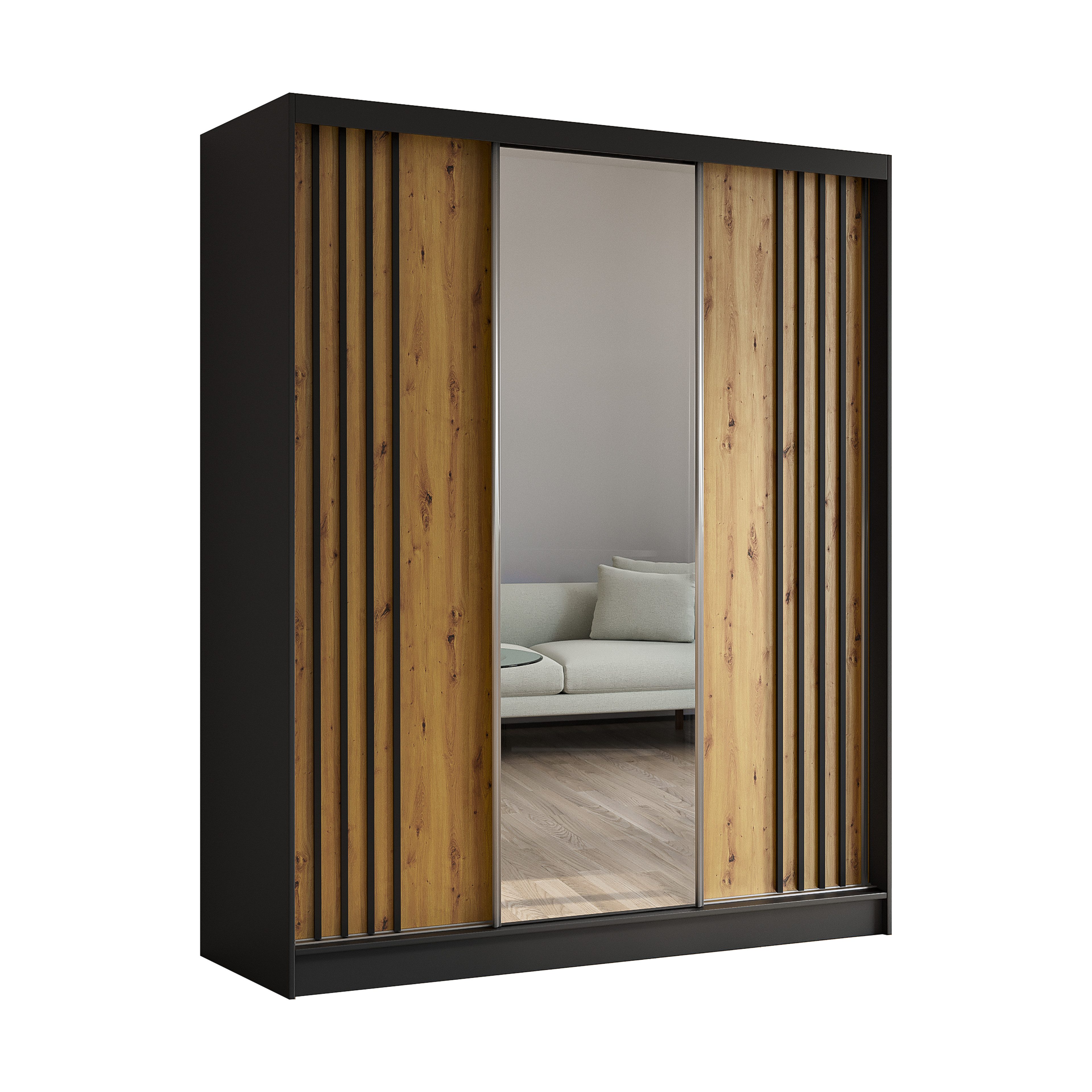 ALTDECOR Schiebetürenschrank NALLA (Kleiderschrank Garderobenschrank mit vi günstig online kaufen