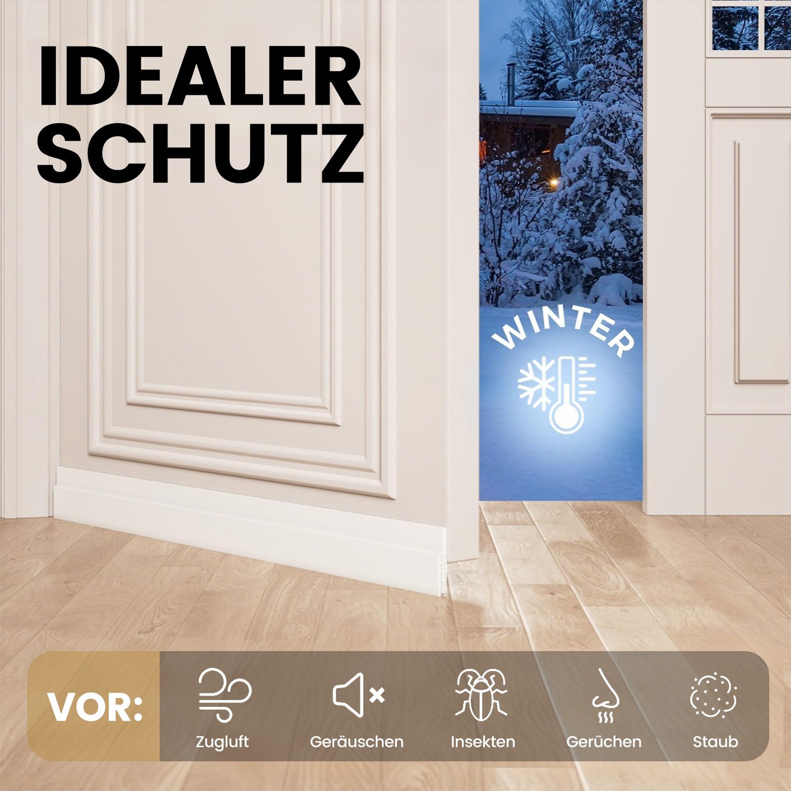 Bundviel Zugluftstopper Tür Zugluftstopper Tür-Dichtung Türbodendichtung selbstklebend 1-2m