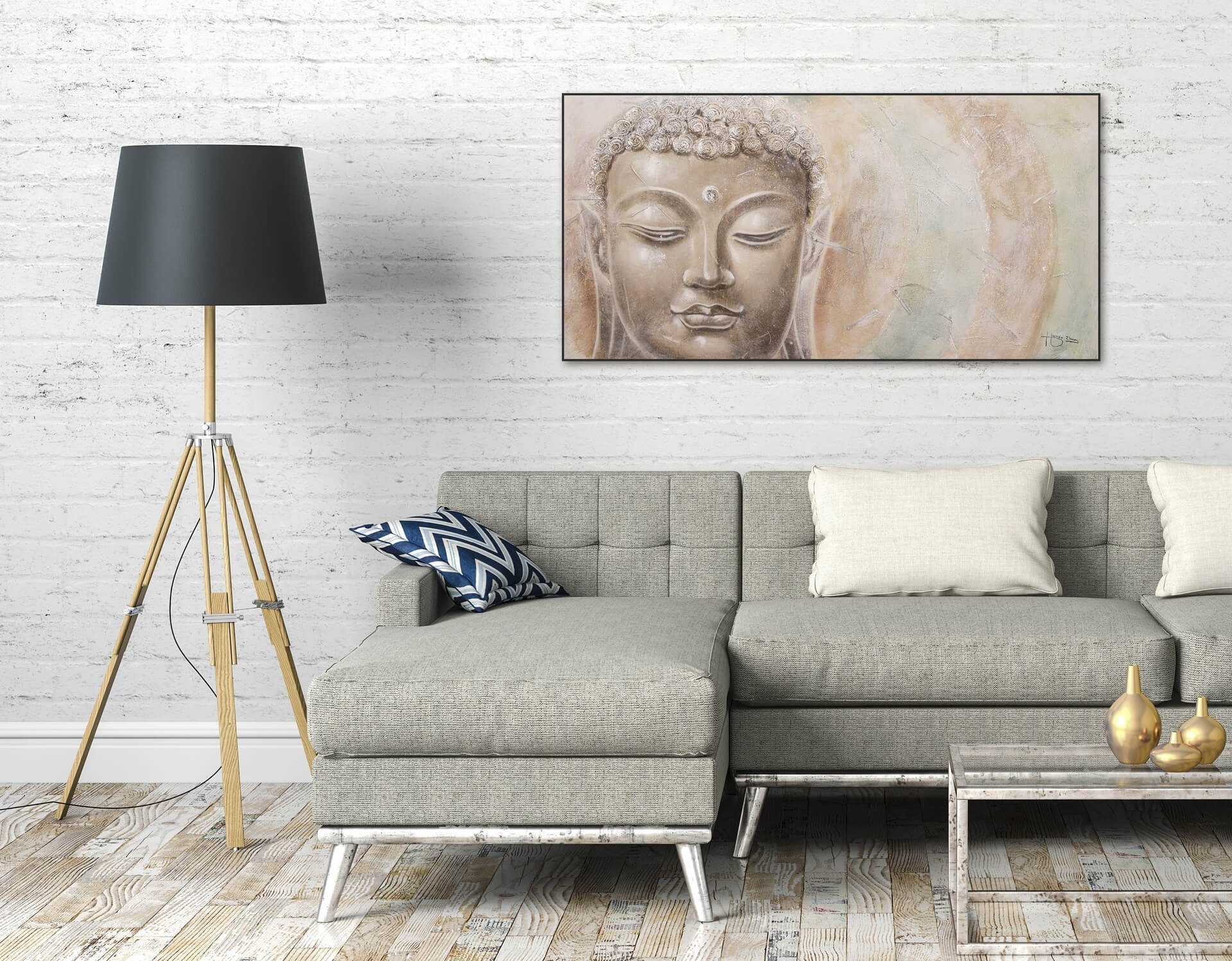 KUNSTLOFT Gemälde Harmonie Wandbild der Seele 100% Leinwandbild Wohnzimmer HANDGEMALT 120x60 cm