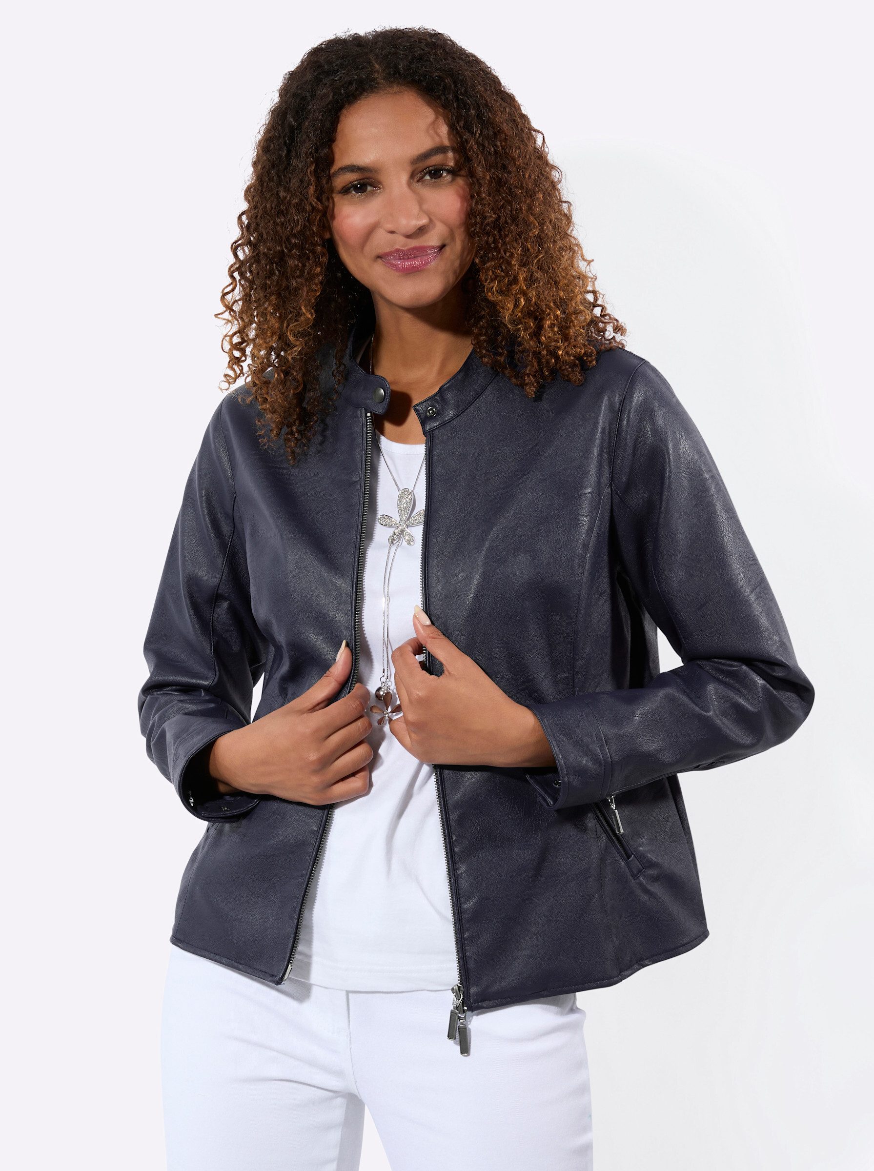 Witt Winterjacke Lederimitat-Jacke Langarm