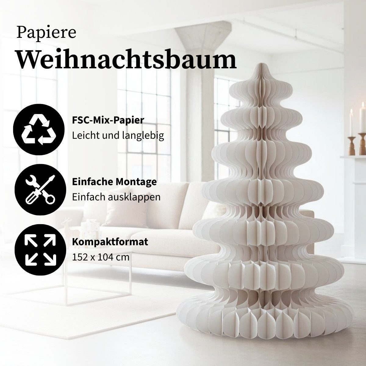 Mica Decorations Hänge-Weihnachtsbaum Mica Decorations Dekoration Baum weiss FSC Mix - h152xd104cm