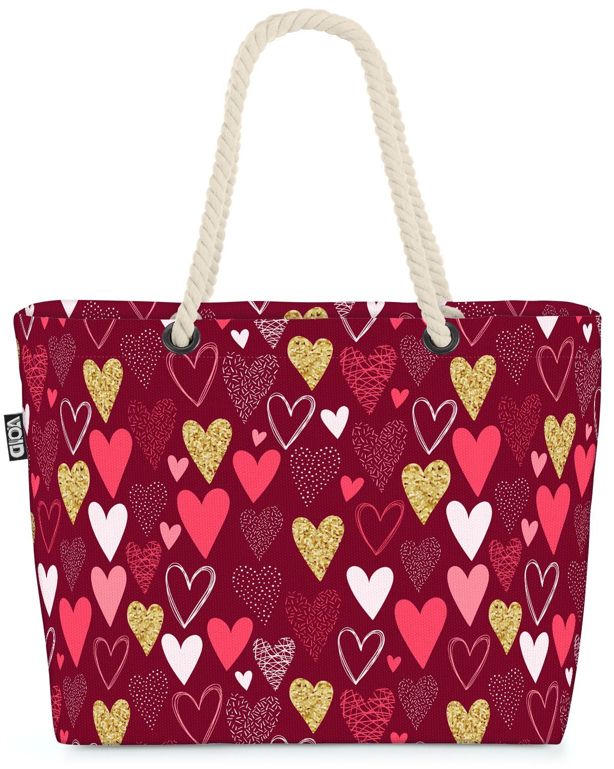 VOID Strandtasche (1-tlg), Herzen Liebe Valentinstag Geschenk Muttertag Valentin Valentistag Ges