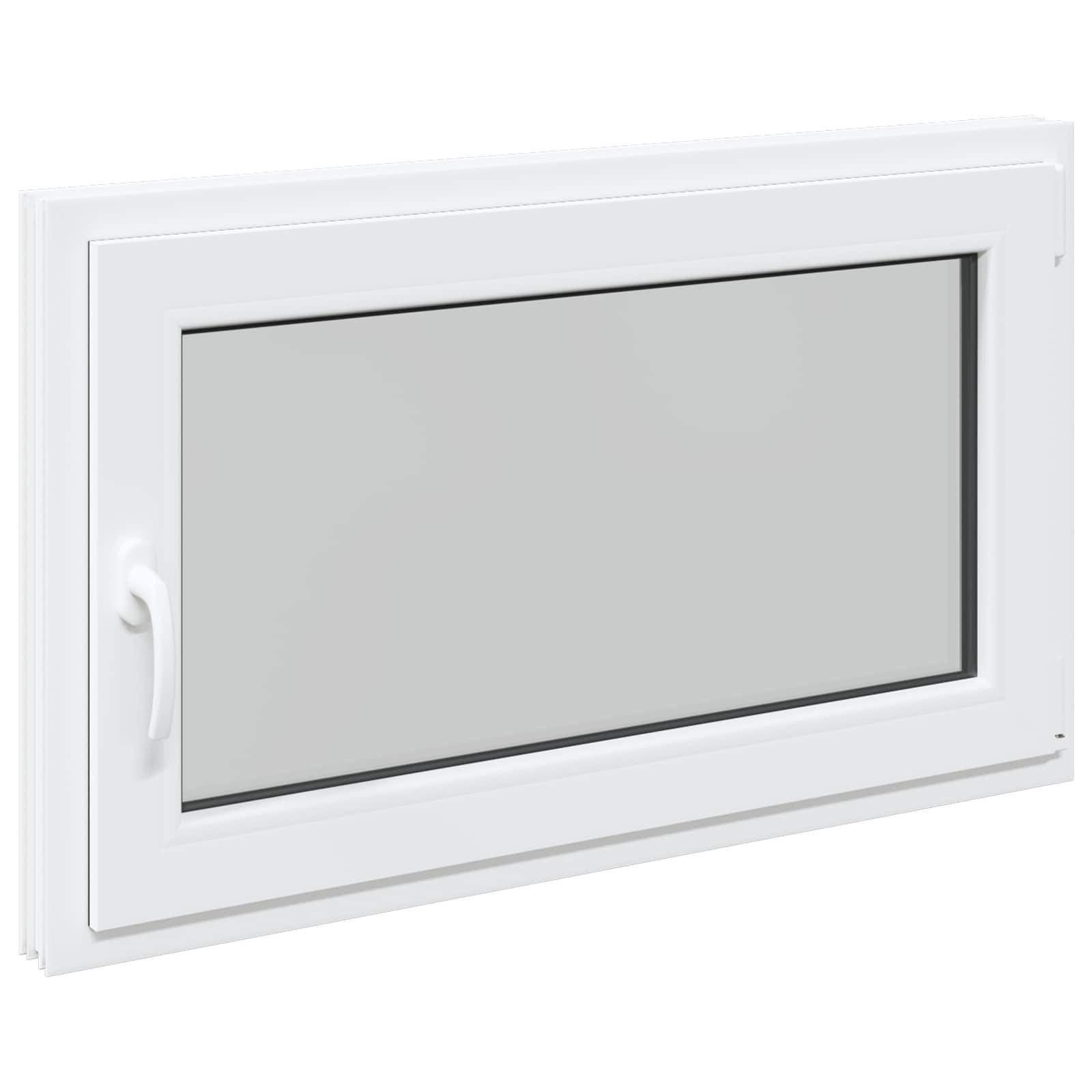 vidaXL Fenster Kellerfenster RISOR 100 x 70 cm PVC und Glas Weiß, (1 St)