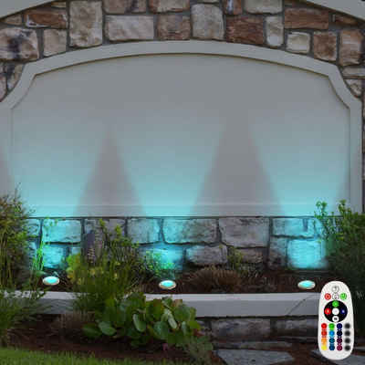 etc-shop LED Einbaustrahler, Leuchtmittel inklusive, Warmweiß, Farbwechsel, 3er Set Außen Boden Einbau Leuchten Edelstahl Strahler