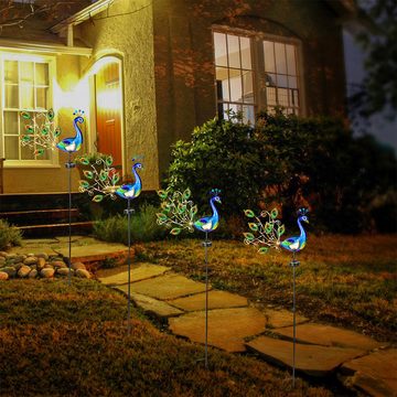 DOPWii LED Solarleuchte Outdoor-Garten-Eisensimulationstier-Rasenlampe, Pfauenriss-Design, IP44 wasserdicht, LED-Lichtquelle