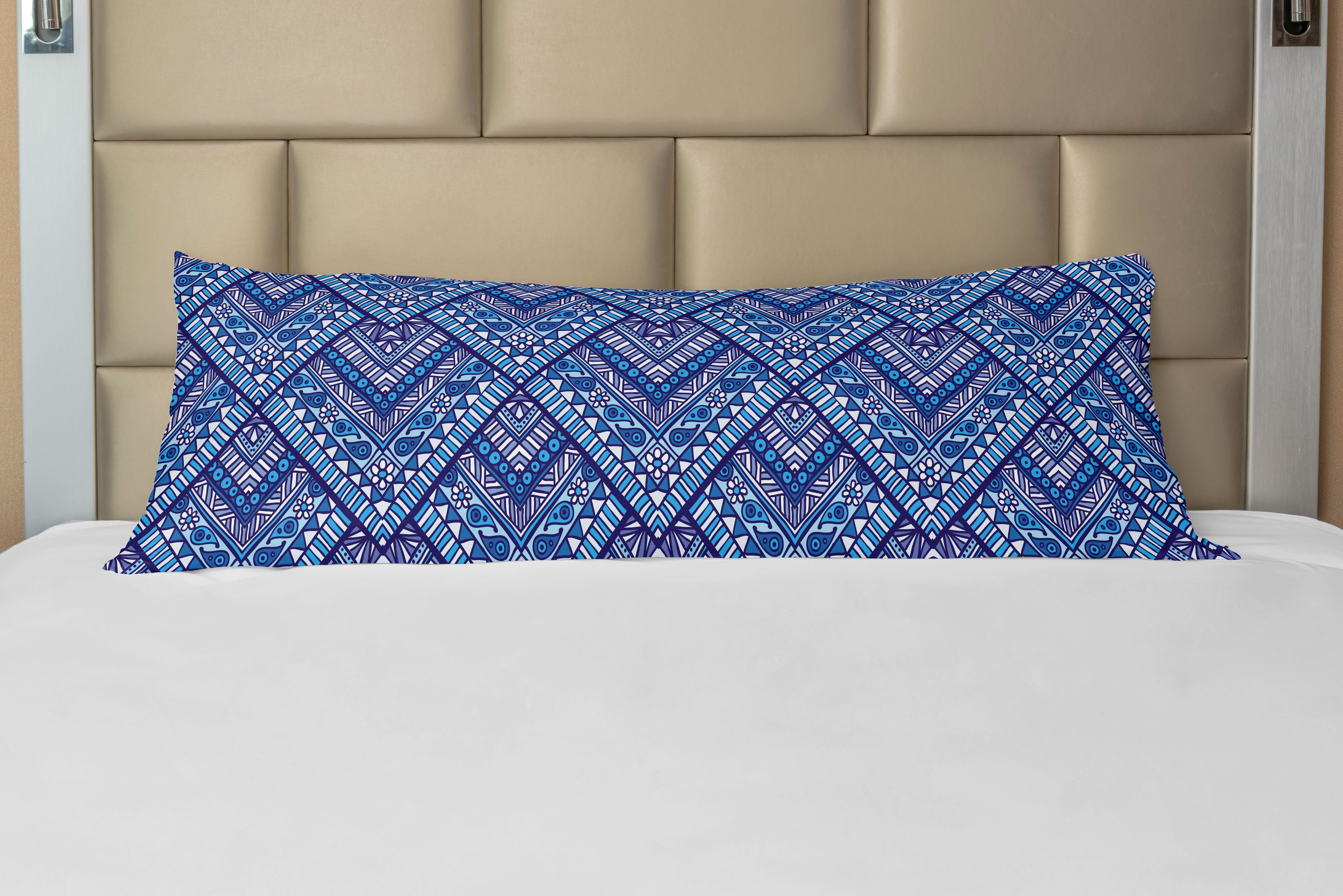 Paisley blau Deko-Akzent Kunst Kissenbezug, Seitenschläferkissenbezug Langer Alte Geometrie Abakuhaus,
