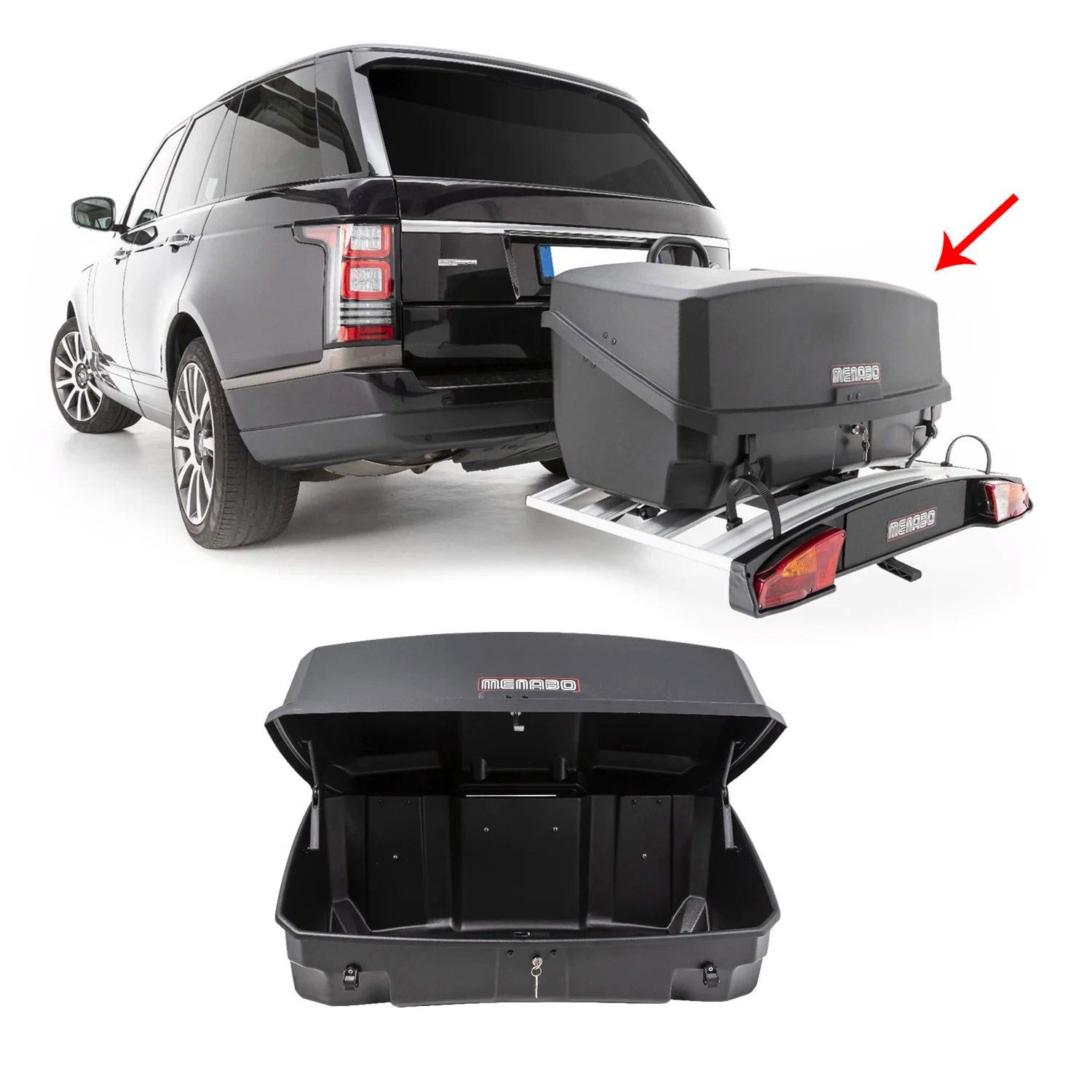 OMAC Dachbox Heckträger Heckbox Transportbox Heckkoffer Auto Box Schwarz Mizar 300L, Anti-Diebstahlschloss, Einfache Installation