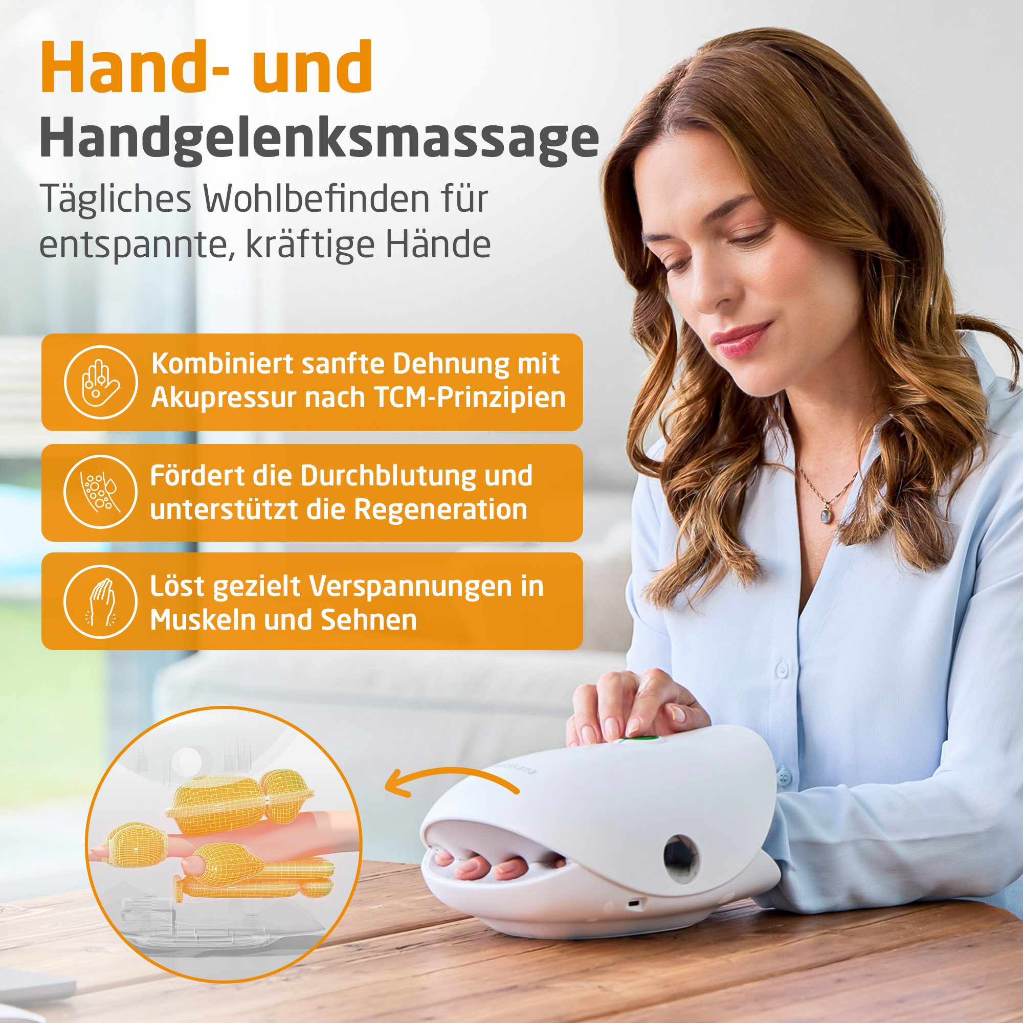 medisana Massagegerät HM 500, Handentspannung, Sehnenscheidenentspannung, Gelenkdehnung, kabellos