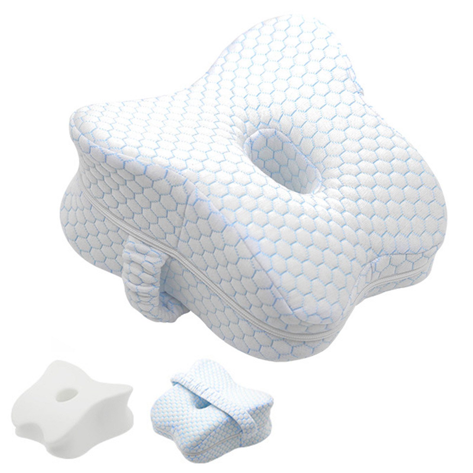 MODFU Kniekissen Orthopädisches Kissen Memory Foam Beinkissen, (abnehmbarer Bezug gegen Beinschmerzen & Ischias, 1-St., Ergonomische zur Schlafverbesserung), für Seitenschläfer Schmetterlingsform mit elastischem Gurt