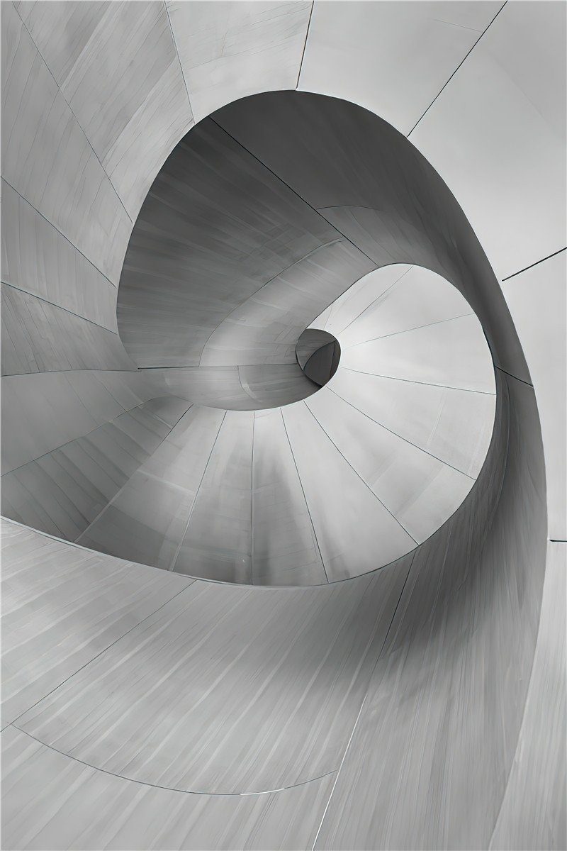 L.Ru UG Kunstdruck Weiß, Schwarz Raum spiralförmiger St), industrieller Eingang, Gemälde-Bildkern und in einfacher architektonischer Stil, (1 dekorativer