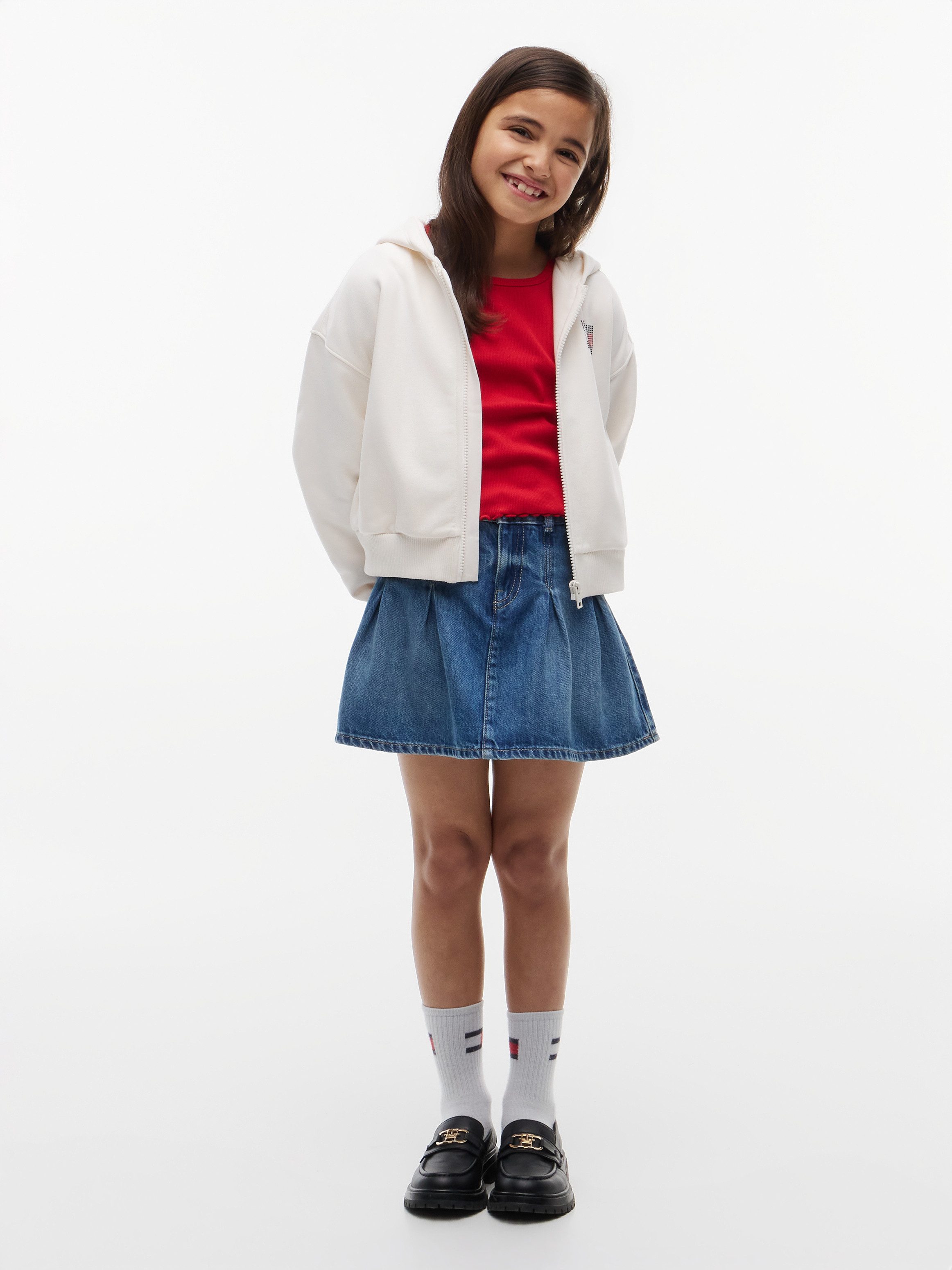 Tommy Hilfiger Kapuzensweatjacke Relaxed Fit, Kinder bis 16 Jahre, mit glitzernden Strasssteinen – Bild 4 von 5