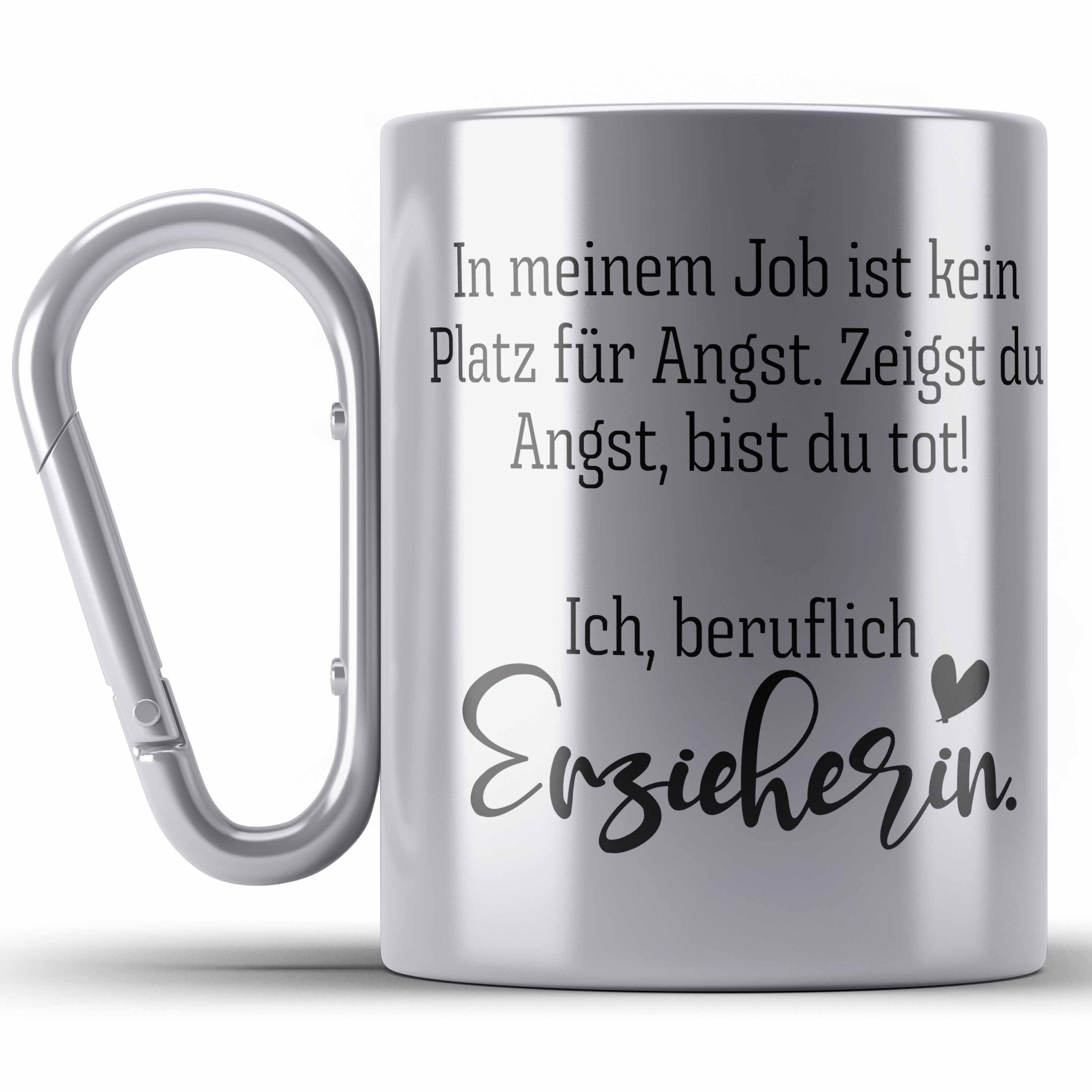 Trendation Thermotasse Silber Erzieherin Abschied Tasse Edelstahl Geschenk Abschiedsgeschenk Lus zum