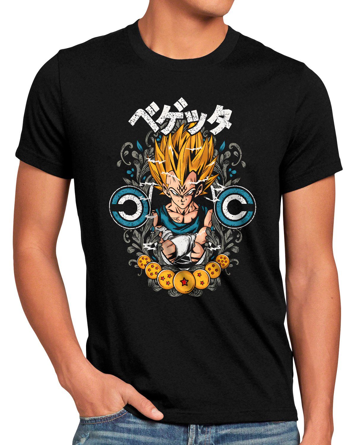 style3 Print-Shirt Herren T-Shirt Saiyan Prince super dragonball z gt songoku breakers the kakarot