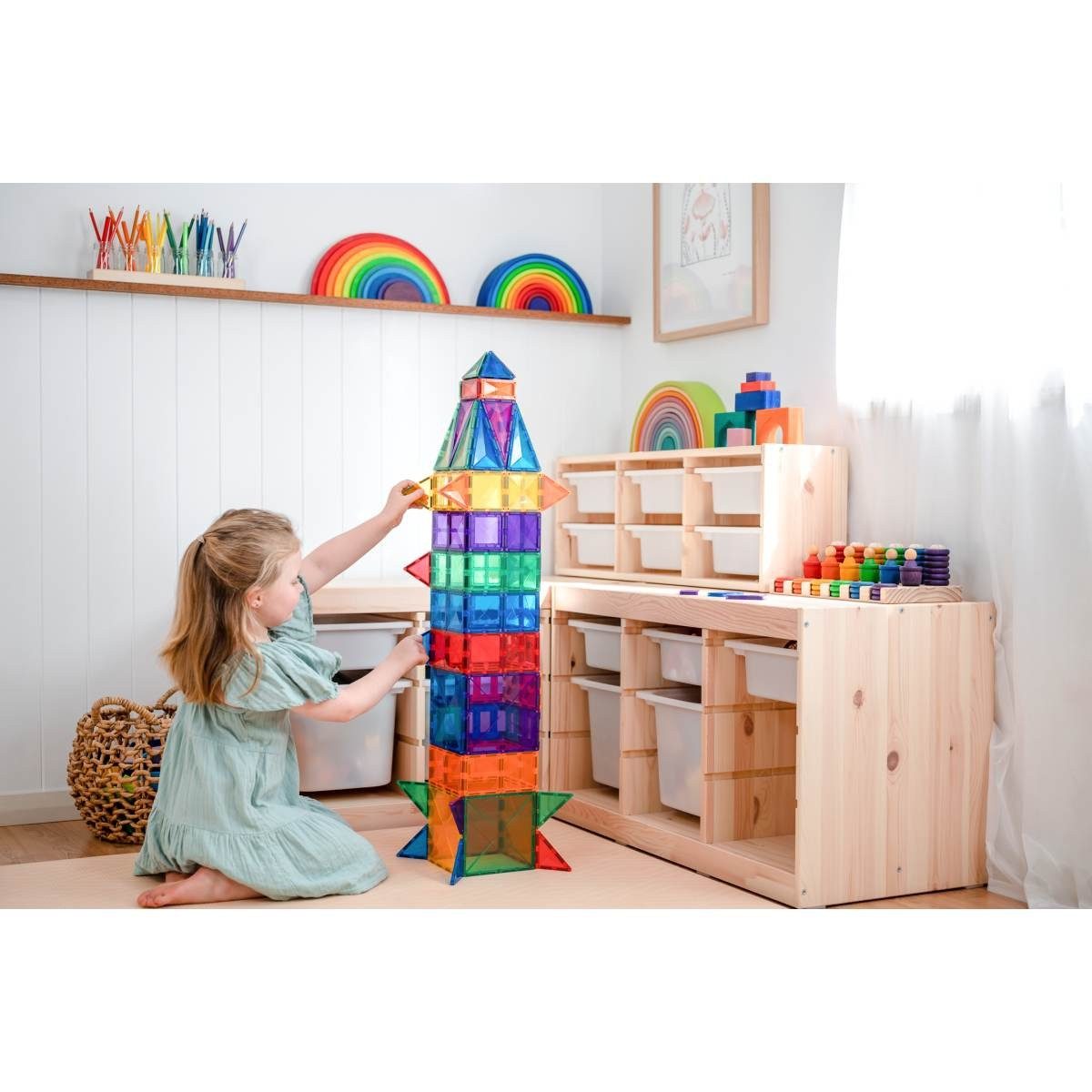 Connetix Rainbow Creative Pack verstärkte Magnete pädagogisches Lernspiel Magnetspielbausteine, (Open Play, 102), ab 3 Jahren