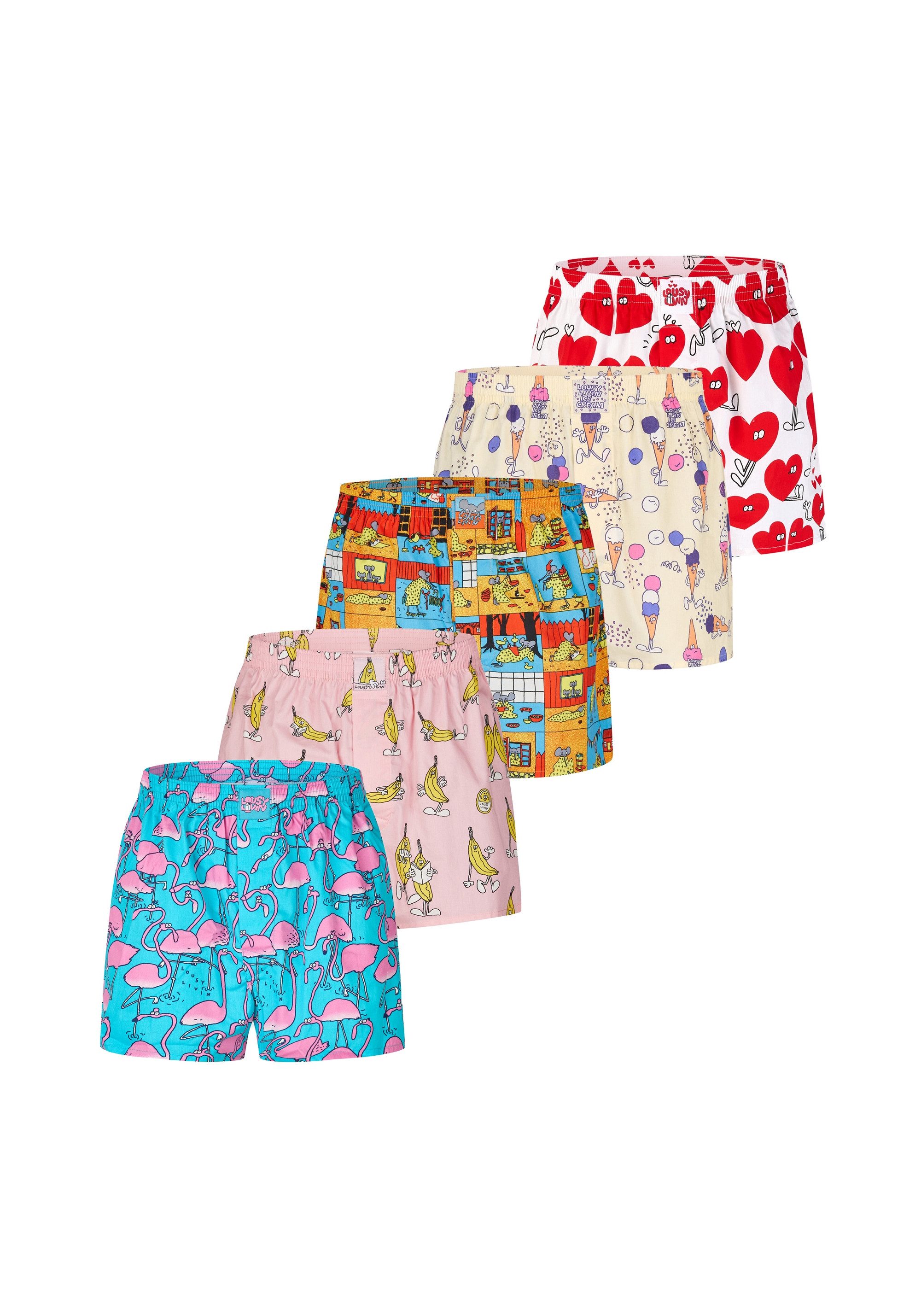 Lousy Livin Boxershorts Big Easy (5-St) mit lässigen Allover-Prints
