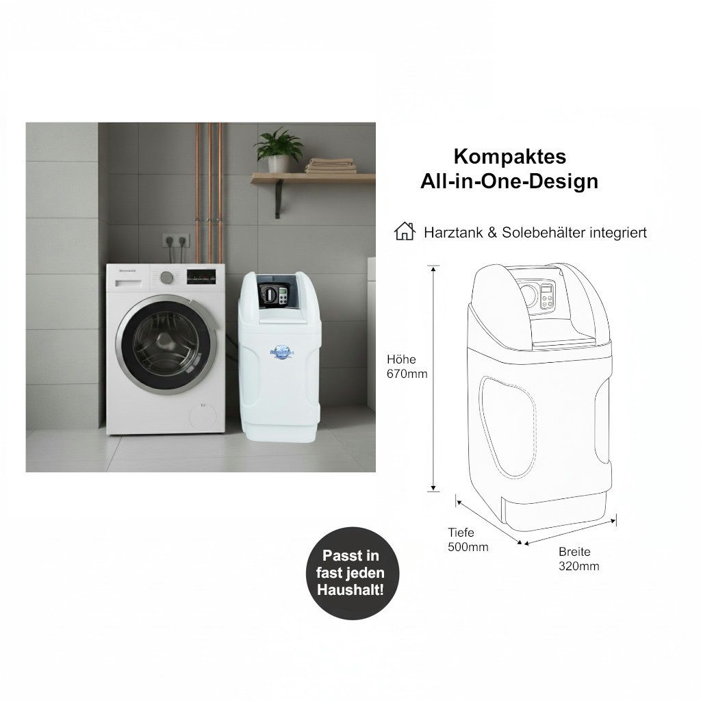 Aquintos Wasseraufbereitung Kalkfilter Aquintos MKB32 ECO-Line Wasserenthärtungsanlagen Wasserentkalkungsanla, Zubehör für Weichwasseranlage, Mit Anschlussschläuchen