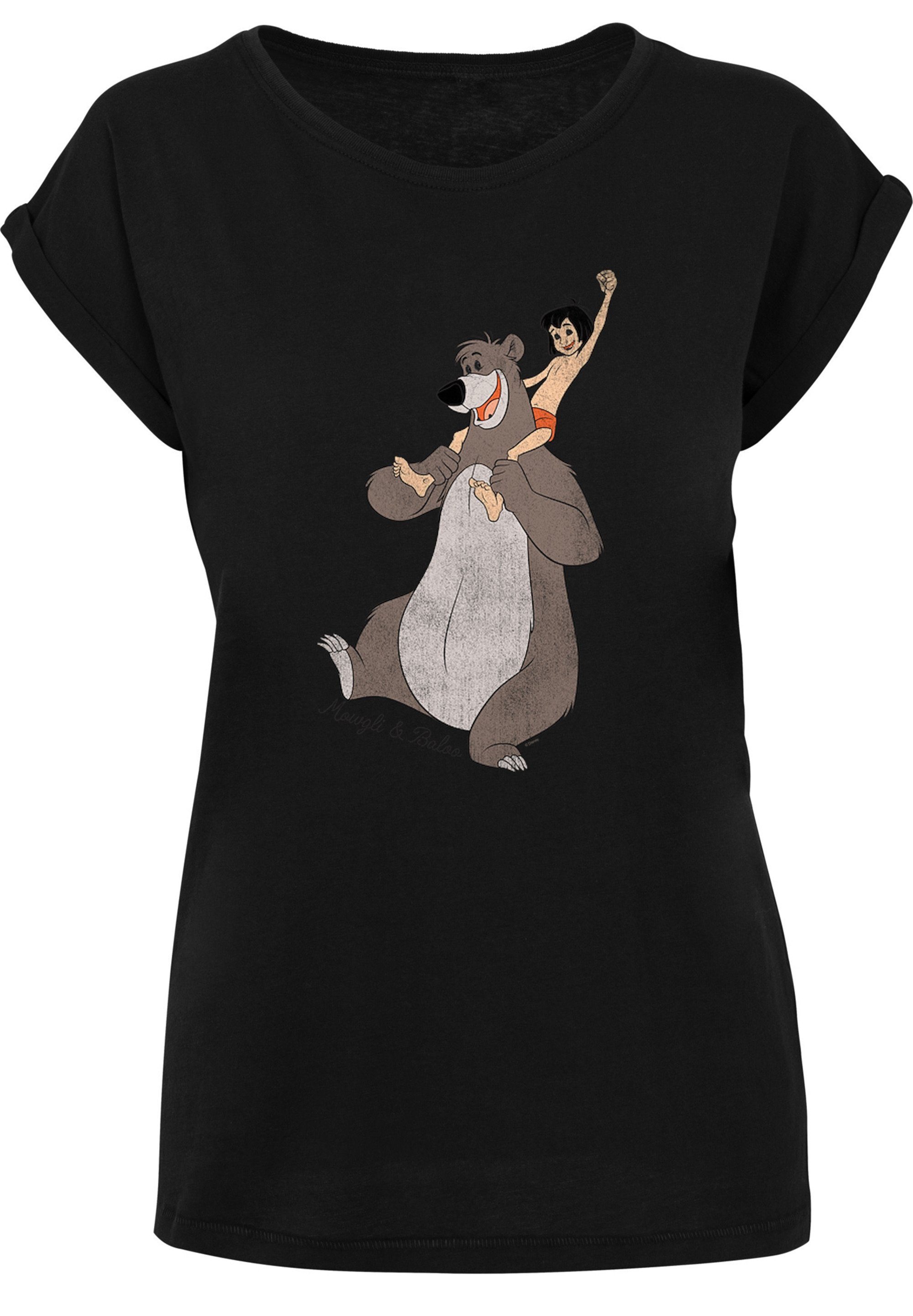 F4NT4STIC T-Shirt »Extended Shoulder T-Shirt Disney Dschungelbuch Mogli und  Balu« Damen,Premium Merch,Regular-Fit,Kurze Ärmel,Bedruckt