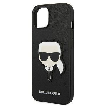 KARL LAGERFELD Handyhülle Case iPhone 14 Plus Figur Kunstleder schwarz