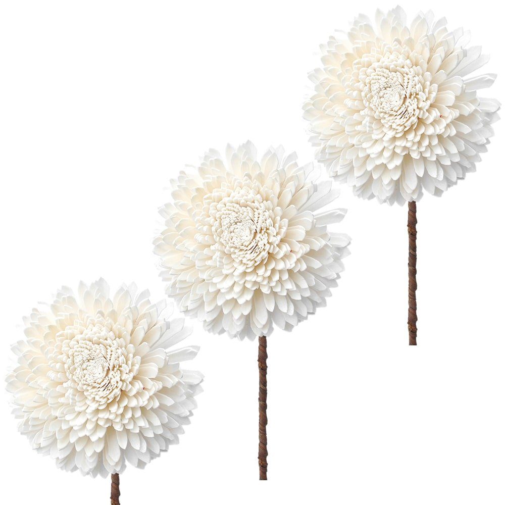 Kunstblume Solablüten Chrysanthemen basteln naturweiß 3er günstig online kaufen