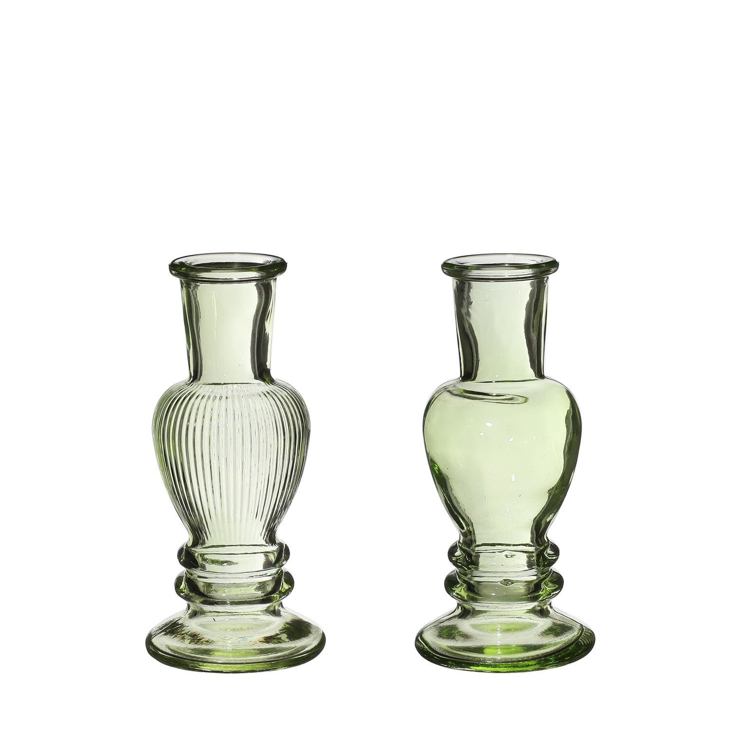 Dekovase Glasvase "Venice" 2er Set in Grün, Größe h.11.3 Ø 5cm