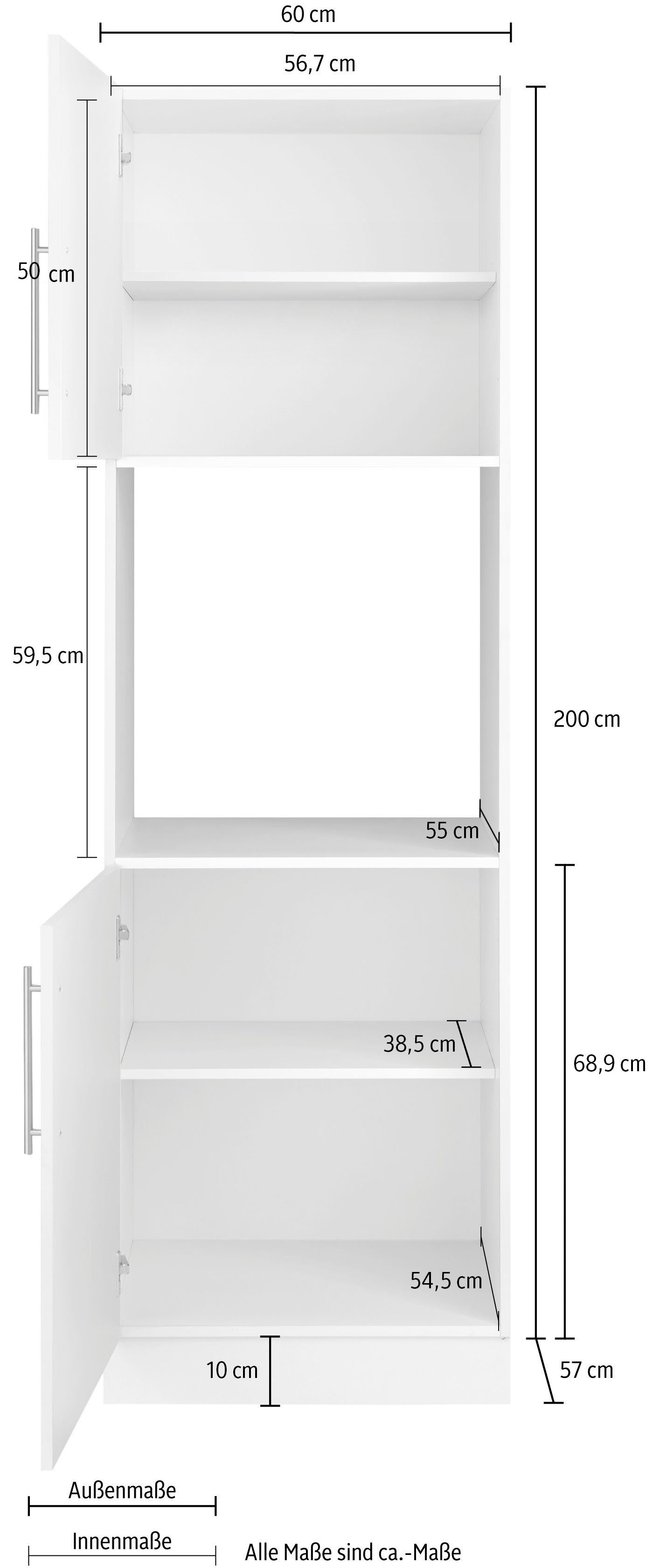 Cali Korpus: wiho Weiß breit Weiß Glanz, Küchen Front: cm | weiß 60 Backofenumbauschrank