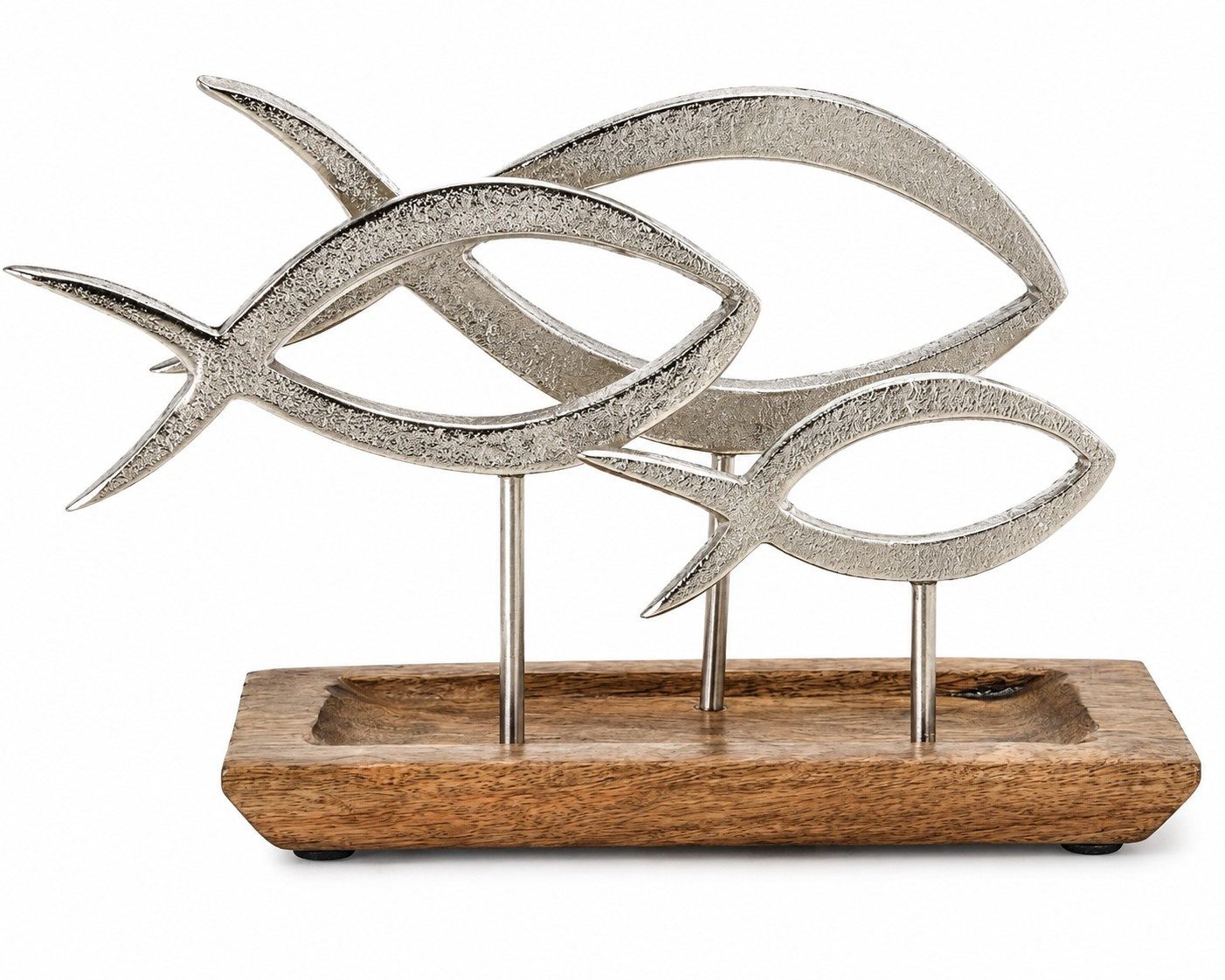 Wurm Dekofigur Deko-Aufsteller Fische aus Metall auf Holzsockel 28 cm maritime Deko