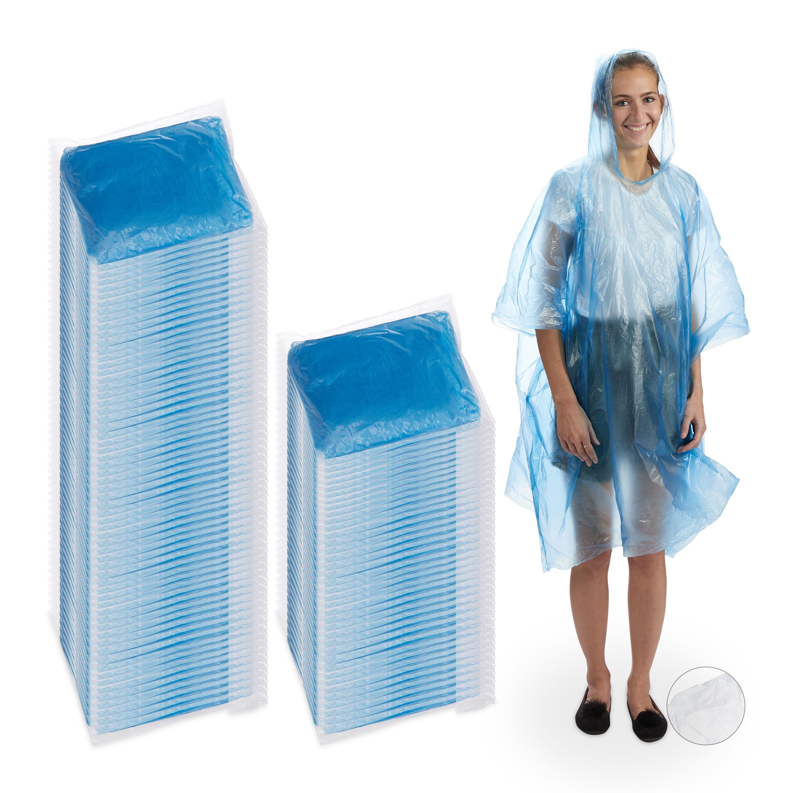 relaxdays Regenponcho 100 x Regenponcho blau