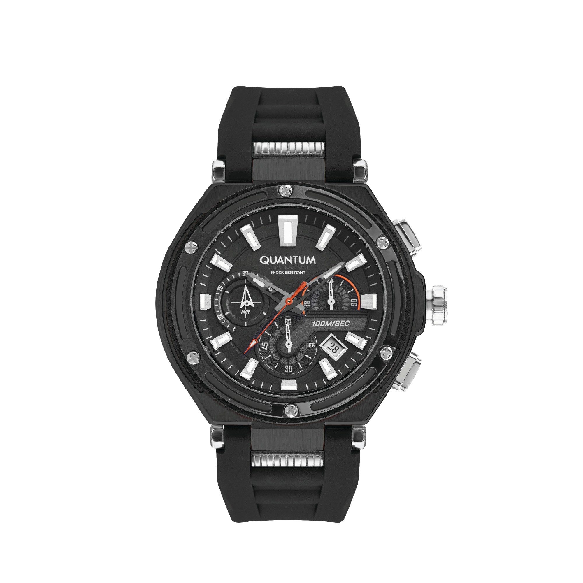 QUANTUM Chronograph Herrenuhr Silikonarmband, 50 mm, Herren Armbanduhr, 10 ATM wasserdicht HNG1010.651, (1-tlg), Datum, Mineralglas, inkl. Geschenkbox