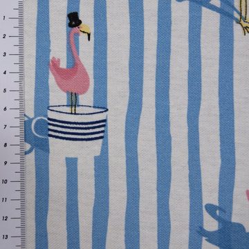 Vorhang SCHÖNER LEBEN. Vorhang Flamingo Streifen maritim hellblau ecru 245cm, SCHÖNER LEBEN., Smokband (1 St), blickdicht, Baumwolle, handmade, made in Germany, vorgewaschen