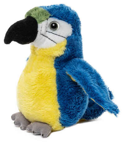 Uni-Toys Kuscheltier Papagei - versch. Farben - 13 cm (Höhe) - Plüsch-Vogel - Plüschtier, zu 100 % recyceltes Füllmaterial