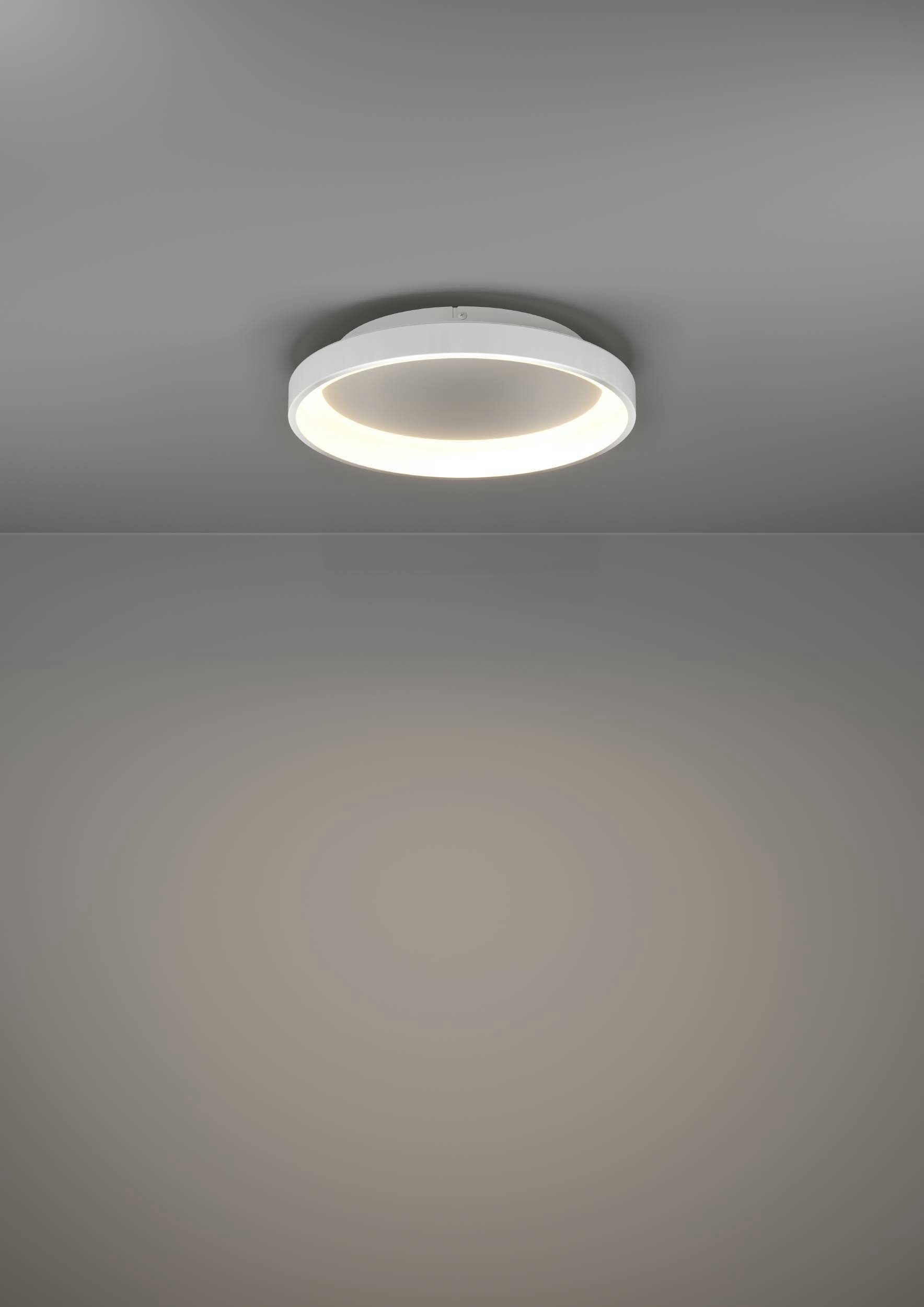 EGLO Deckenleuchte Loretello Deckenlampe, Wohnzimmerlampe, Metall und Kunststoff, Lampe, CCT - über Fernbedienung, Dimmfunktion, Farbwechsel, dimmbar über Fernbedienung, mehrere Helligkeitsstufen, LED fest integriert, Neutralweiß, Kaltweiß, Warmweiß, Wand-/Deckenleuchte - H7,5 x Ø35 cm - weiß - 12W inkl.