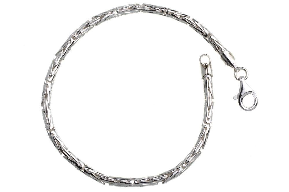 Silberkettenstore Silberarmband Königskette Armband, rund 3mm - 925 Silber, Länge wählbar von 16-25cm