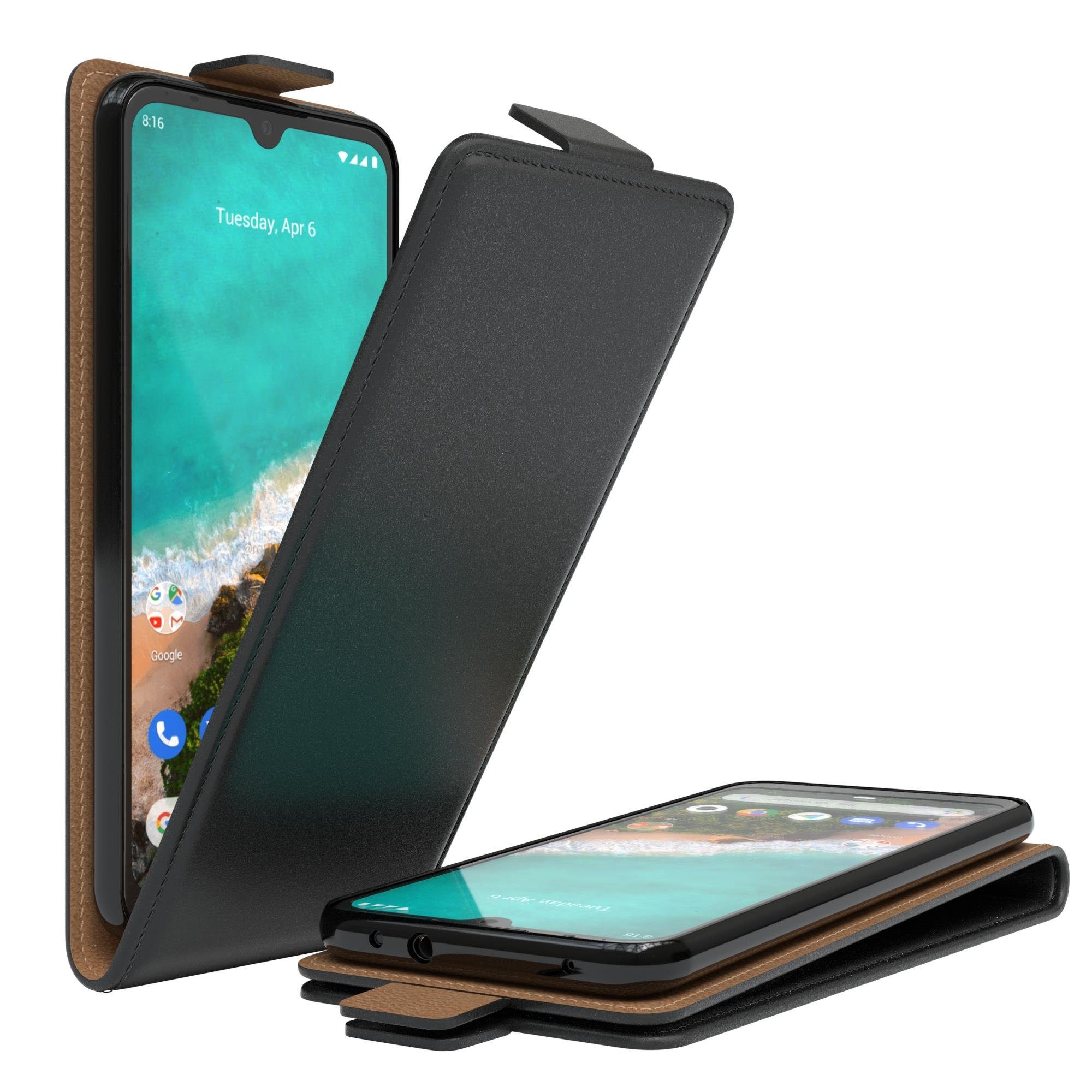 EAZY CASE Handyhülle Flipcase für Xiaomi Mi A3 6,09 Zoll, Tasche Klapphülle Handytasche zum Aufklappen Etui Kunstleder Schwarz